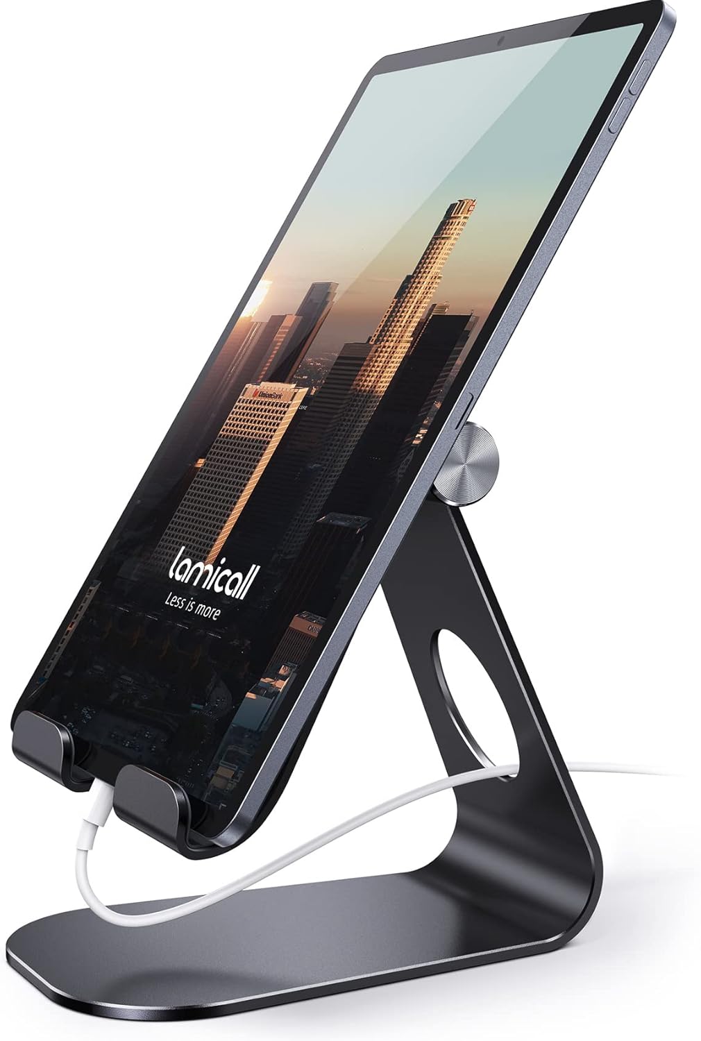 タブレット スタンド アルミ ホルダー 角度調整可能 Lomicall stand : 卓上縦置きスタンド タブレット置き台 デスク台 設置 aluminium テレワーク 在宅 ワーク Zoom 会議 タブレット対応(4~13'') ミニ エア プロ ipad 10 第十世代 ipad9 Air mini Pro S7 S8 Note 6 対応 - 黒