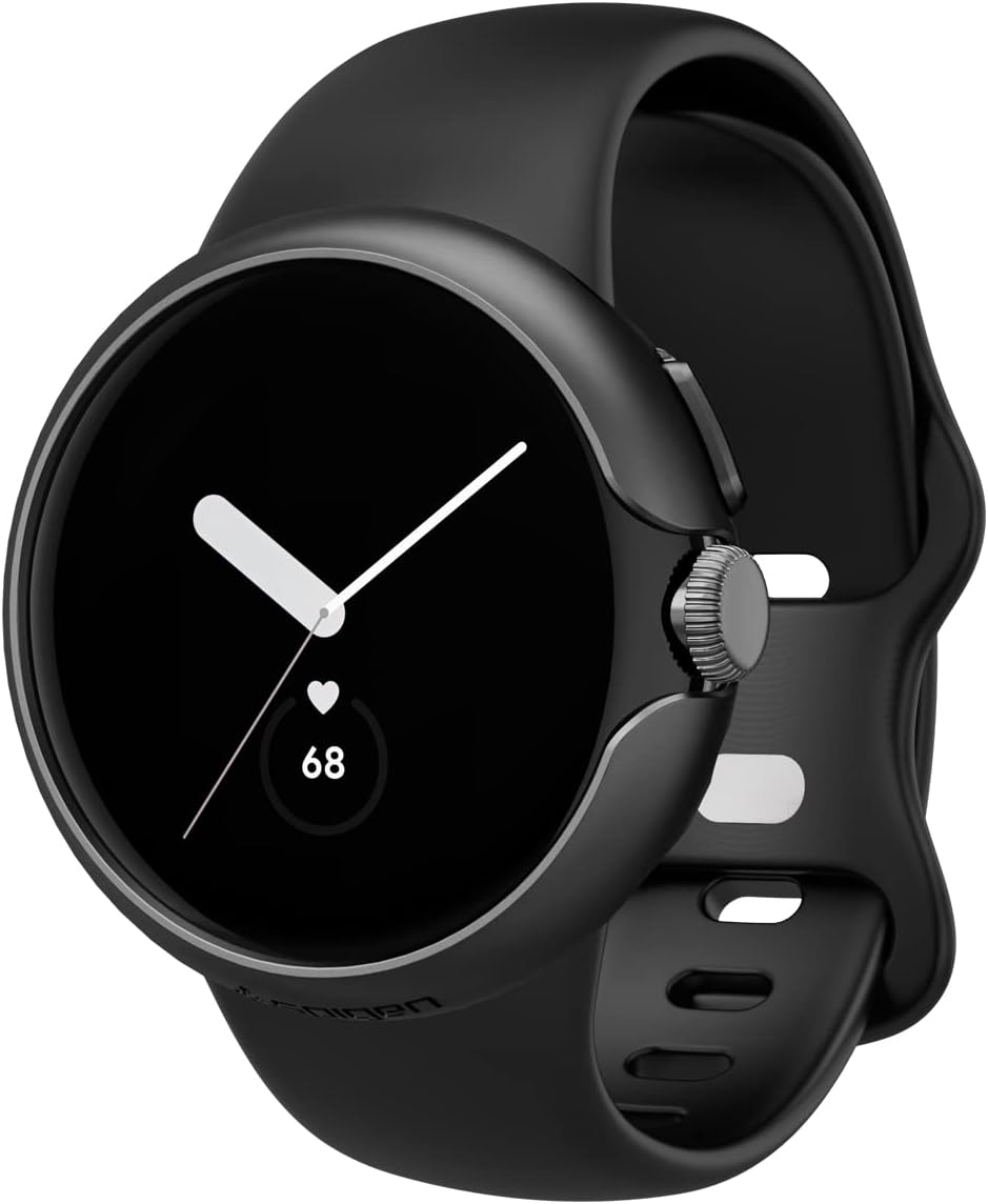 Spigen Pixel Watch 2/1 ケース スリム 軽量 保護カバー シン・フィット (ブラック) | 衝撃吸収, 簡単な取り付け, 超薄型, シンプル, ピクセルウォッチケース, ACS05795