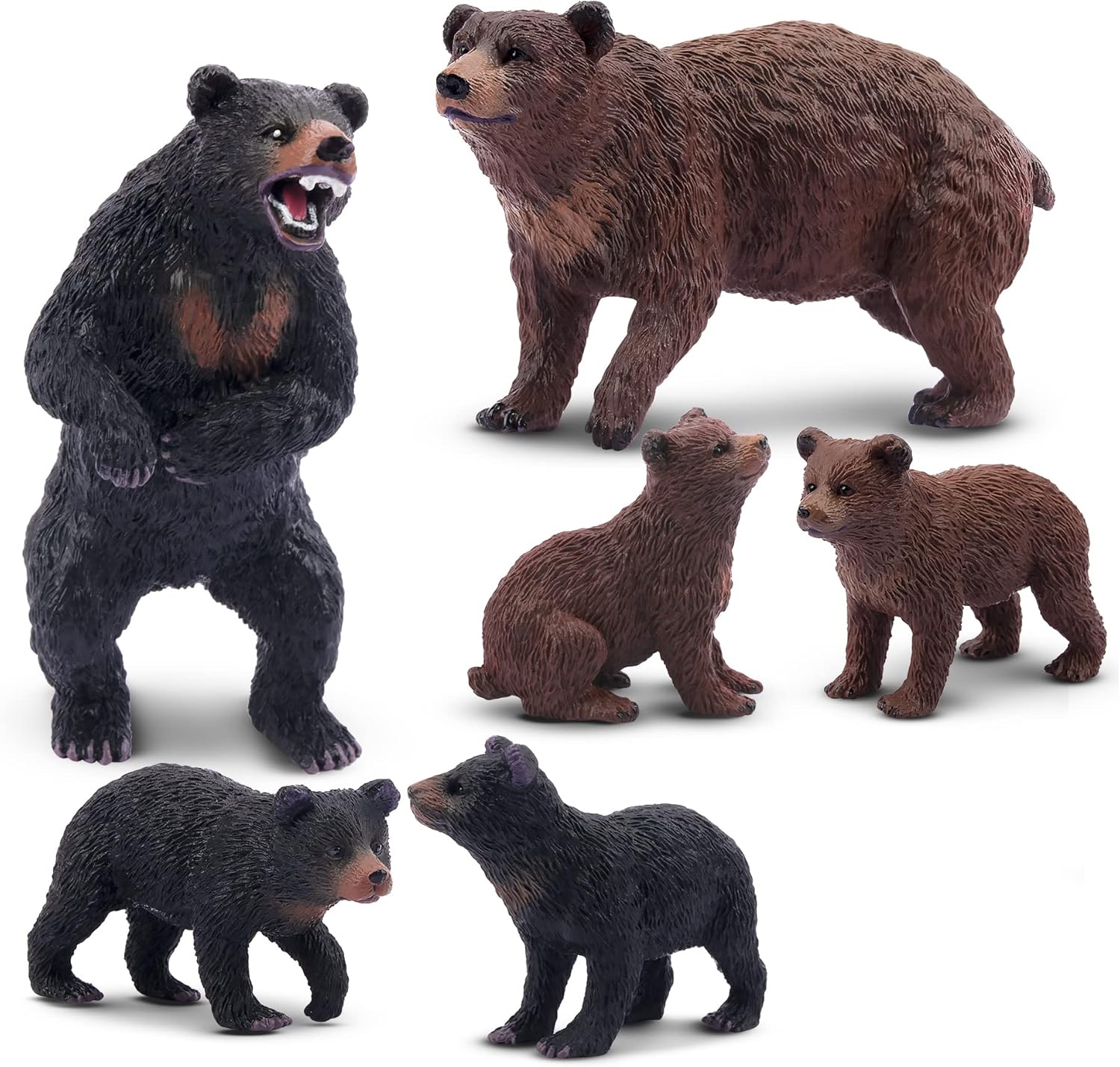 TOYMANY 動物フィギュア クマフィギュア 6匹入 クマ家族 森の動物セット リアルな動物模型 熊モデル ヒグマ 黒熊 人気動物 玩具 誕生日プレゼント クリスマス 新年 飾り物 コレクション ６歳以上