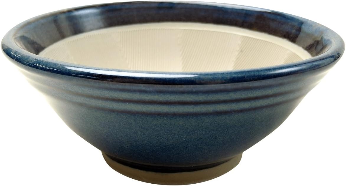元重製陶所 石見焼 すり鉢 すりばち テーブルを傷つけない シリコン 底 6号 (直径18cm・すべり止め付) 青なまこ もとしげ 日本製