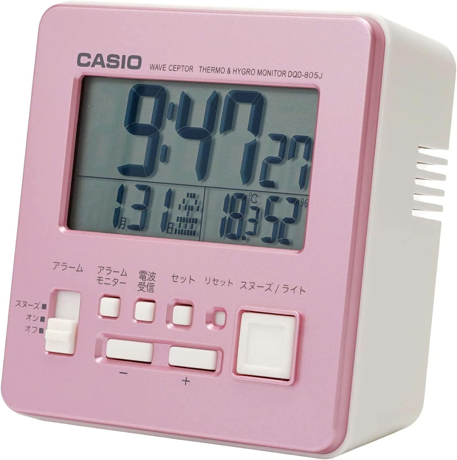 CASIO(カシオ) 目覚まし時計 電波時計 ピンク デジタル 小型 スヌーズ ライト DQD-805J-4JF
