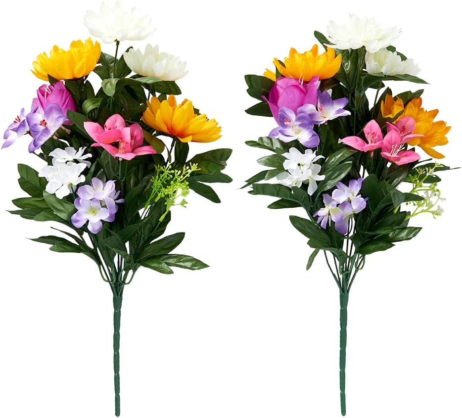 アイメディア(Aimedia) お墓・仏壇用 お供え花 2束組 造花 仏花 墓花 榊 神棚 長持ち お墓参り お盆 お彼岸 慶弔 高さ45cm | 枯れない 長持ち お墓参り お盆 お彼岸 慶弔