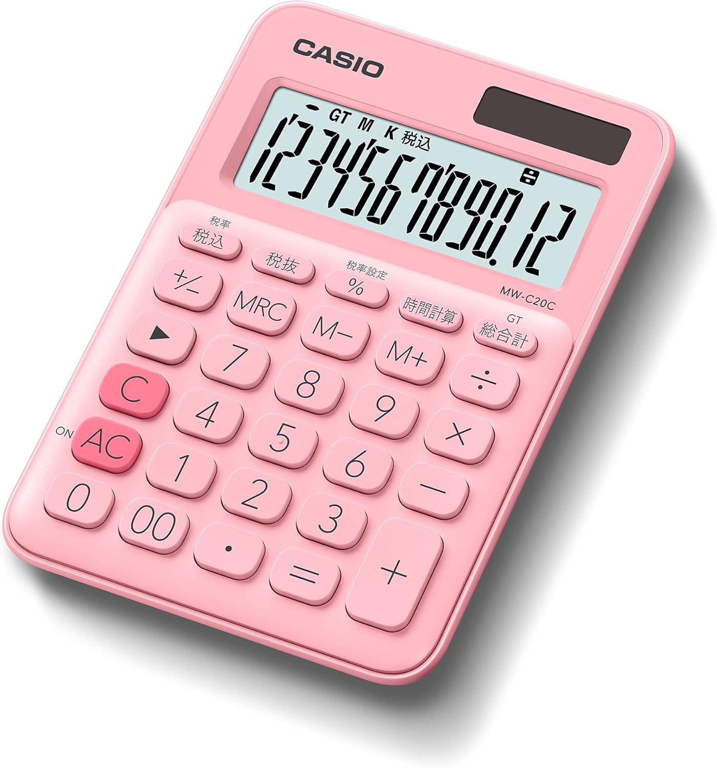 カシオ カラフル電卓 ペールピンク 12桁 ミニジャストタイプ MW-C20C-PK-N