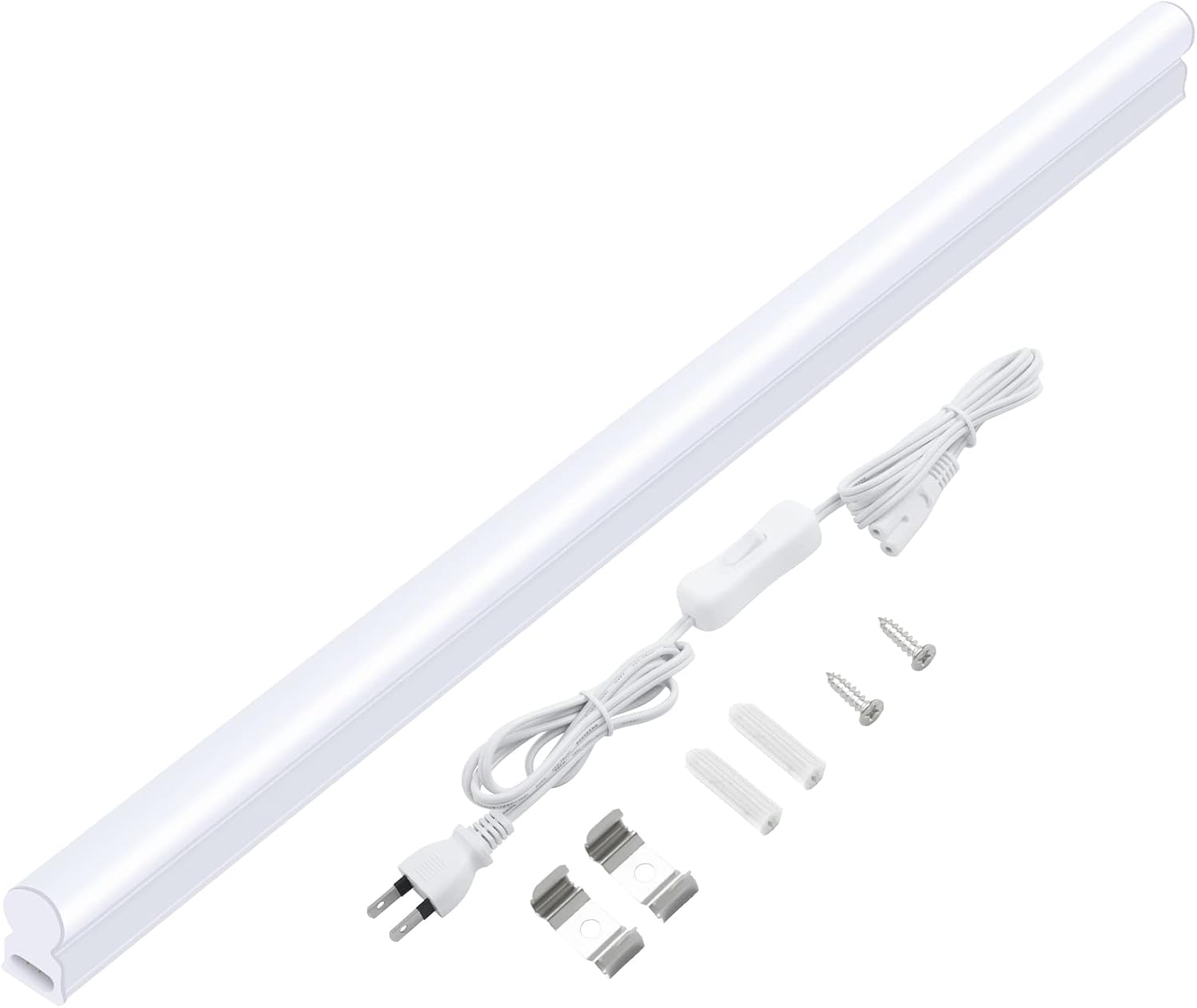 Haian Support LED蛍光灯 20W形 器具一体型 T5 直管型 10W 60cm 高輝度 6500K昼光色 キッチン用ラ ledバーライト ベースライト 壁掛け 棚下 軽量 電源コード付き 省エネ コンセント 取付簡単 多目的 洗面所/クローゼット/台所/壁面/ガレージ
