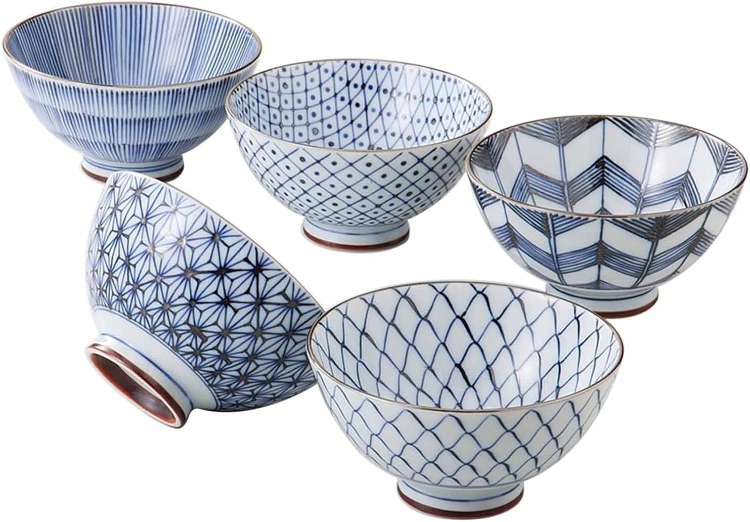 西海陶器(Saikaitoki) 有田焼 清秀窯 お茶碗 飯碗 直径約12cm 5柄 古染絵変り 食器セット 茶碗 セット おちゃわん 青 白 和柄 ごはんお茶碗 ご飯茶碗 プレゼント 新生活 食器 和食器 電子レンジ 食洗機対応 日本製19541