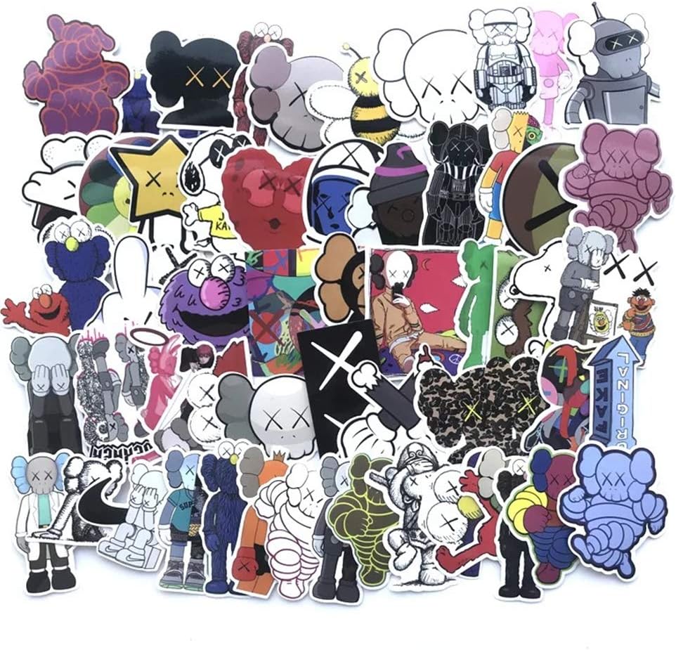 64枚 KAWS コミック 防水ステッカー セットスーツケースステッカー お気に入りのスーツケース 自転車 ヘルメット パソコン 携帯 ノート