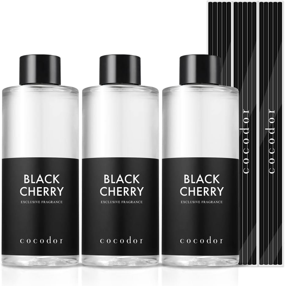 COCODOR ココドール ディフューザーオイル詰め替え用 ブラックチェリー(Black Cherry) 200ml 3個セット リードディフューザー スティック付き リフィル ルームフレグランス 芳香剤 人気
