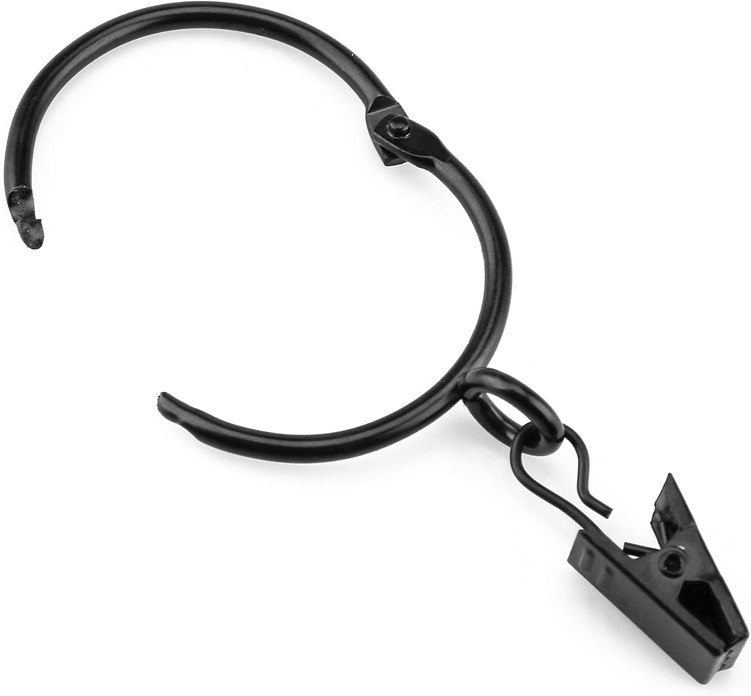 ＫａｉＹｉカーテンクリップリング カーテンリングフック 開口設計 内径38mm 取付簡単 スチール製 20個セット ブラック