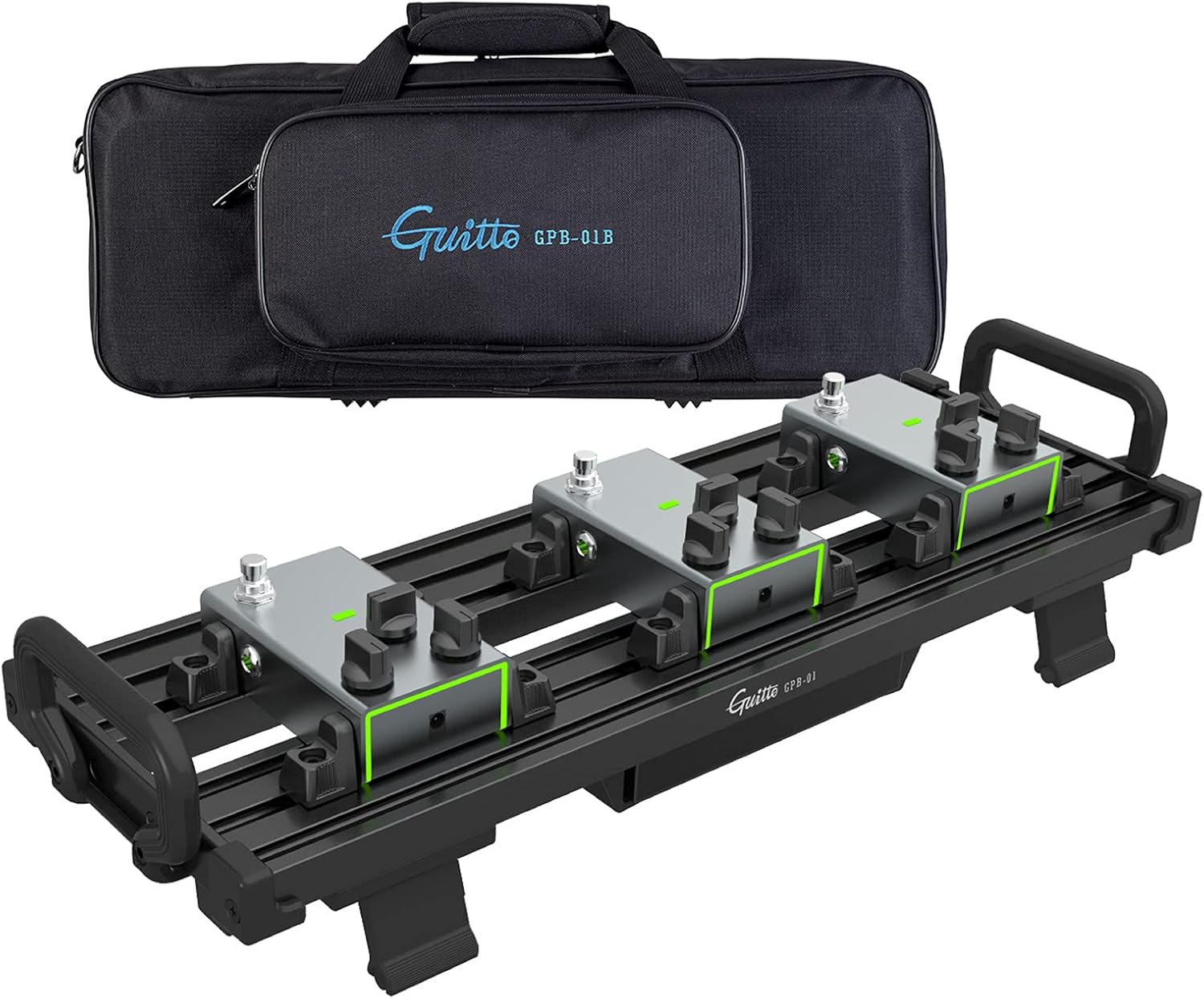 GUITTO ギター エフェクターボード クランプ固定式 ペダルボード テープ不要 傷つけない アルミニウム合金 キャリングバッグ付き 角度調整可能 楽器 ステージ 自宅録音用 (GPB-01 小)