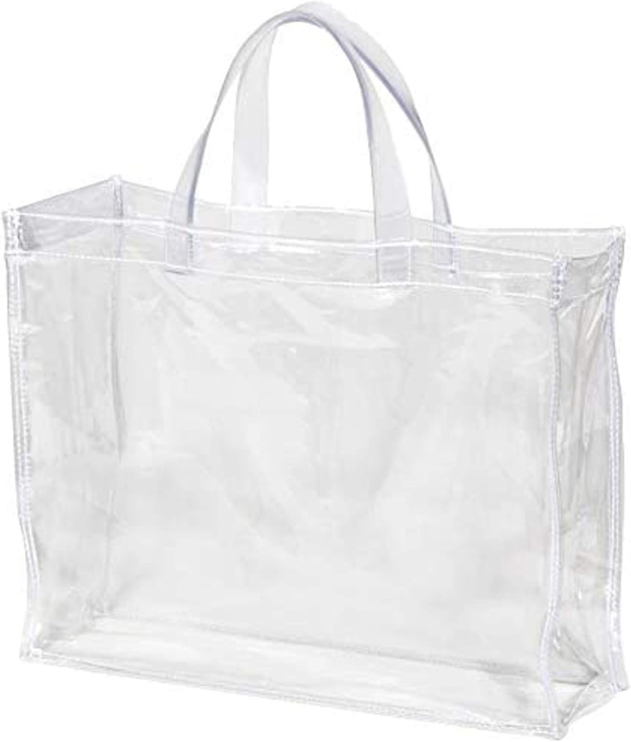 ビニールバッグ 透明 丈夫 な トート クリア バッグ L ヨコ長 W32×D10×H25cm （ A4入る） MCB-3225
