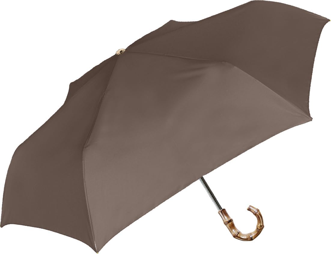 中谷 Natural Basic 晴雨兼用折傘 UVバンブー チャコールブラウン 【924-048】 手開き 親骨サイズ:55cm ブラックコーティング加工 耐風仕様