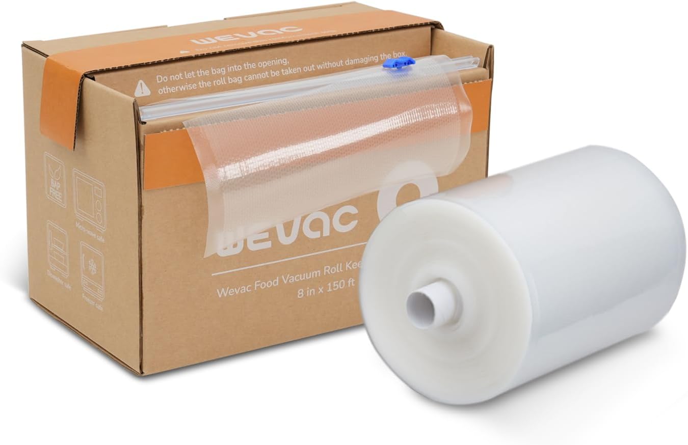 Wevac 約20cm×45m 真空パック 袋 真空パック ロール真空パック機専用袋 低温調理器 しんくうぱっく袋 真空シーラー 業務用 真空袋 | カッター付き 安全素材 電子レンジ対応 冷凍冷蔵 密閉性高い 専用抗菌袋 耐冷熱 エンボス加工 食材ロス削減 BPAフリー 真空袋真空ビニール フードセーバー フードシーラー 袋 真空保存袋 野菜 お魚 犬のフード 鮮度長持ち食品保存 8"×150'