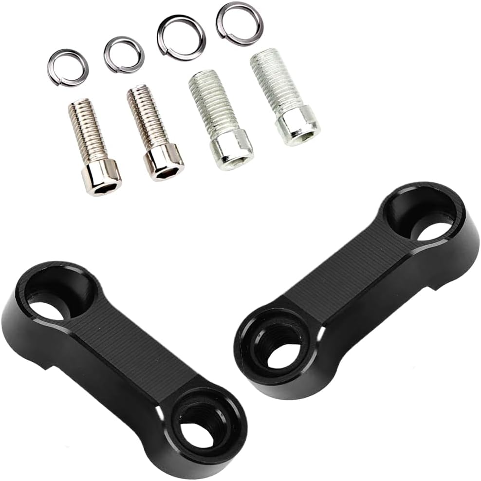 バイクミラー オフセットホルダー ミラーアダプターキット 延長アダプタ アルミ合金製 M10/M8ネジ 2個 セット 安全性 取り付け簡単 使用便利 オフゼット40mm (ブラック）