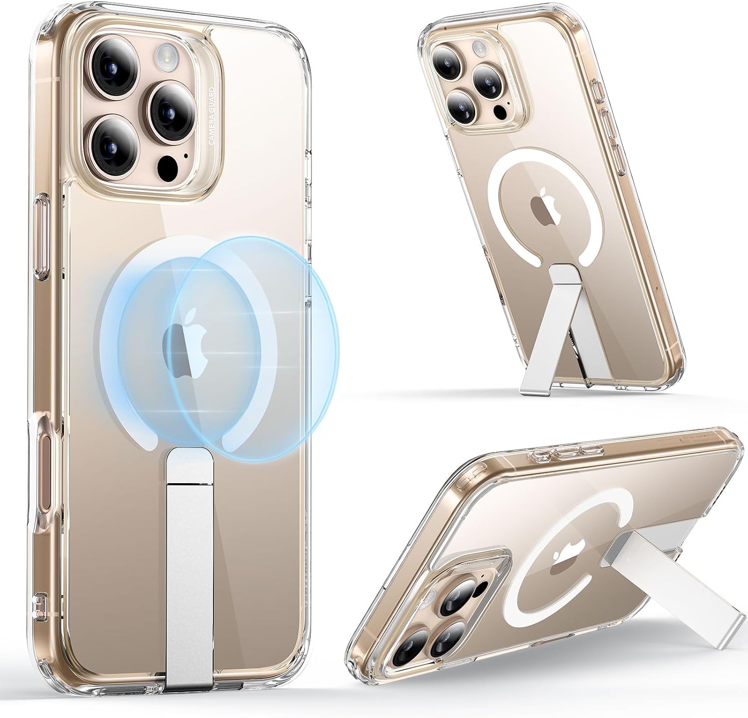 【レンズスタンド内蔵・Magsafe対応】ESR iPhone 16 Pro Max 専用キックスタンド付きケース いphone16promax ケース MagSafe対応 いphone16pro max 専用マグネットケース 角度調節可能フリックスタンド 軍用規格保護 耐衝撃ケース Boostシリーズ 透明 | MagSafe対応、ミリタリーグレードの落下保護、傷への耐性
