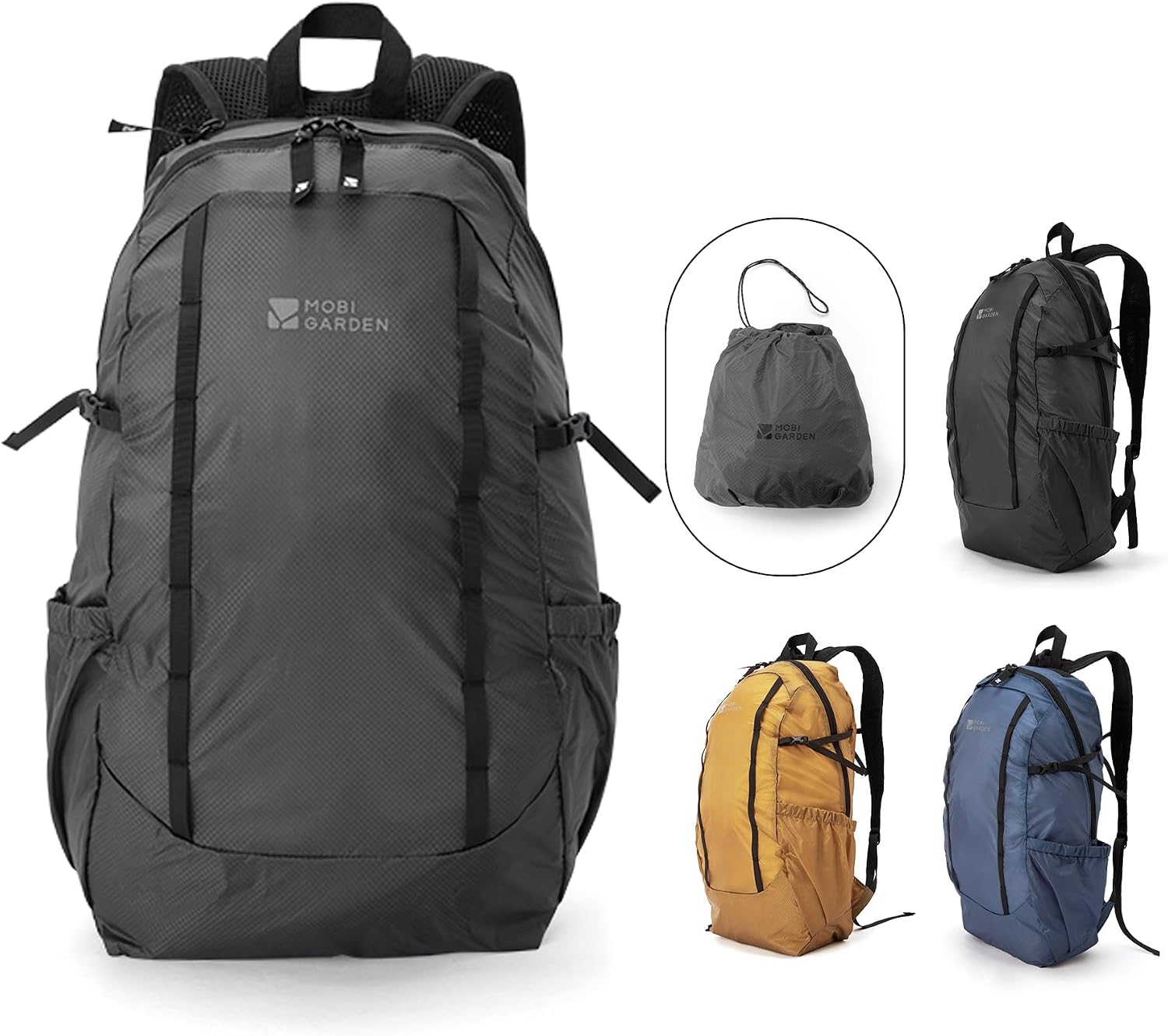 [MOBI GARDEN] 折り畳みリュック 超軽量169g 20L アウトドアバックパック チェストストラップ付き 撥水 コンパクト 内蔵収納袋 登山用 キャンプ 旅行 スポーツ 男女兼用 ジッパー付き