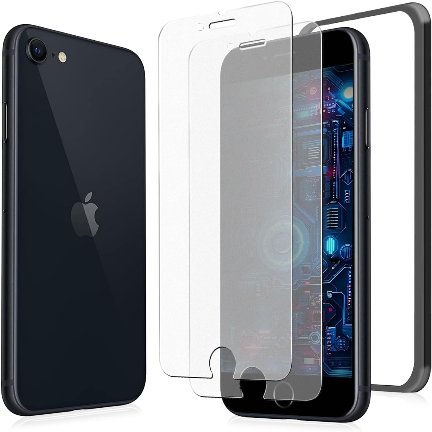 MINIKA 【 アンチグレア フィルム 】 iPhone SE2 / SE3 用 ガラスフィルム さらさら 指紋 反射防止 ガイド枠付き 耐衝撃 | いPhone SE 保護 フィルム,アイフォン SE第2世代 / SE第3世代 強化ガラス,サラサラ,ゲームに最適,手汗・指紋が付きにくい滑らかタッチ,ケース干渉なし,気泡なし,簡単貼り付け,撥油疎水,耐衝撃,硬度10H,高感度タッチ,2枚セット