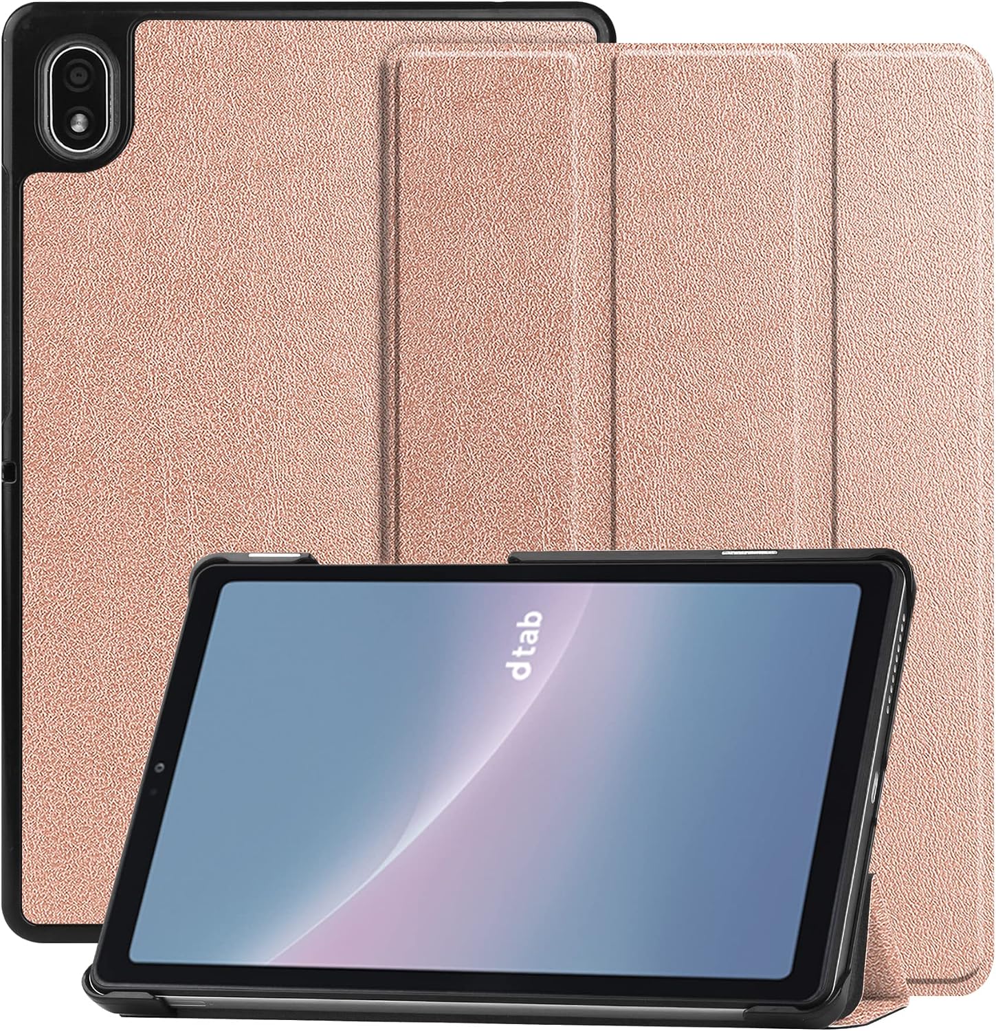 For NTT Docomo dtab D-52C ケース [Gosento] 2022新型 軽量 薄型 三つ折スタンドケース NTT Docomo dtab D-52C カバー [ローズゴールド]